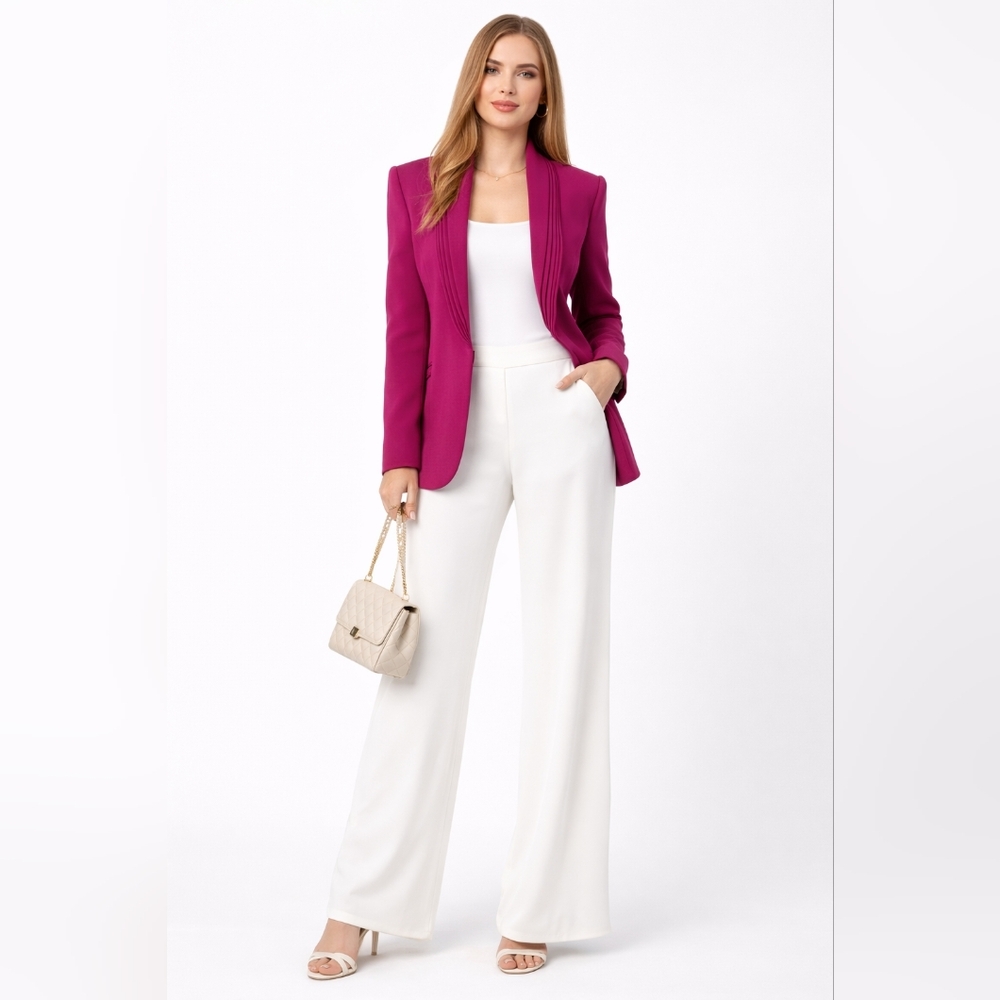 Brandon Maxwell Pink Blazer Size 8 Structured Pleated Collar